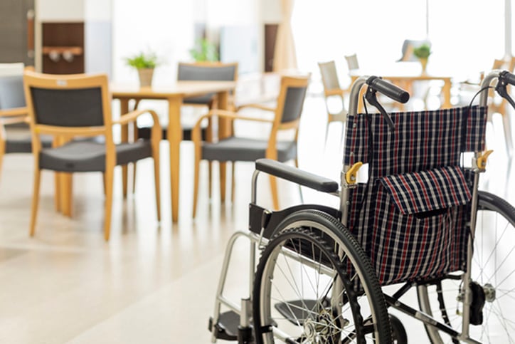 unoccupied wheelchair in a room