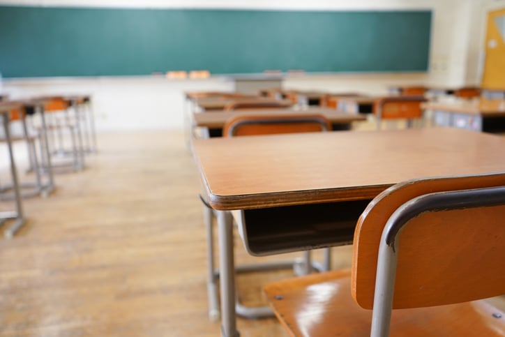 Desks in a classrooms